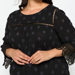 Black Crochet Sleeve Blouse